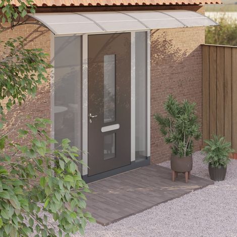 Auvent de porte Store extérieur Marquise Brise-soleil Gris et transparent 400x80 cm Polycarbonate XRYJX845515 (1/5)