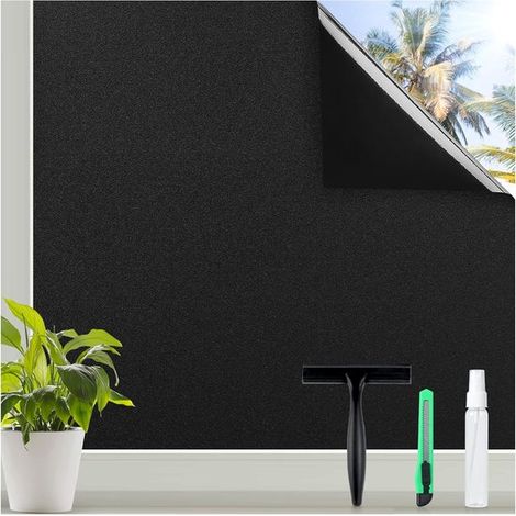 Pellicola per finestre con protezione UV, isolamento termico per lucernari e oscuramento, completa di strumenti per l'installazione, funzione privacy, per finestre, porte in vetro e acquari. (1/5)