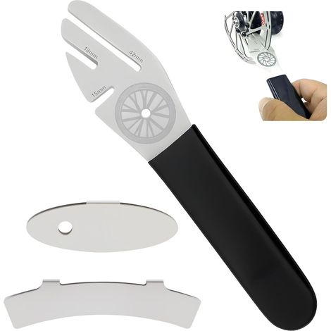 Clé de Réglage de Disque de Vélo avec 2 Cales de Réglage pour Frein à Disque, Régleur Frein Vélo avec Poignée Antidérapante, Outil Précis pour Redressage de Rotor et Alignement des Mâchoires (1/5)