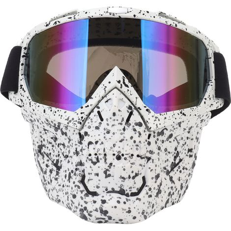 Lunettes crâne moto détachables réglables PC éponge masque protection tout-terrain randonnée noir blanc cadre verres colorés (1/5)
