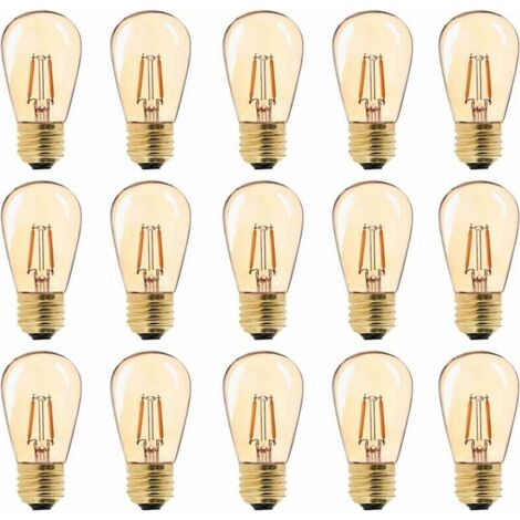 LED-Vintage-Glühbirne E27, ST45, einfach zu montieren, 1 W = 10 W Glühlampe, superwarmweiß 2200 K, E27-Sockel, Nachttischlampe, goldfarbenes Glas, nicht dimmbar, 15er-Pack [Energieklasse G]