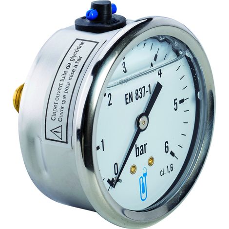 Manómetro de aceite en baño de acero inoxidable - conexión axial 8x13 - dial Ø63mm 0 a 10 bares