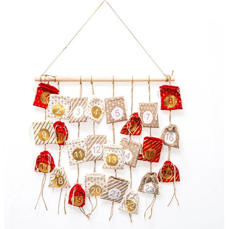 Adventskalender mit Säckchen, Polyester, 60 cm (1/3)