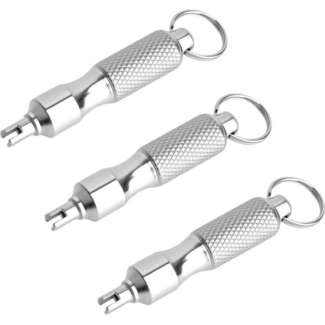 3PCS Outil Retrait Tige Valve Voiture, Mini Outil Tige de Valve Voiture, Démonte Obus Valve Portable, Extracteur Noyau Valve Métallique avec Porteclés, Idéal pour Pneu Vélo, Moto, Voiture (1/5)
