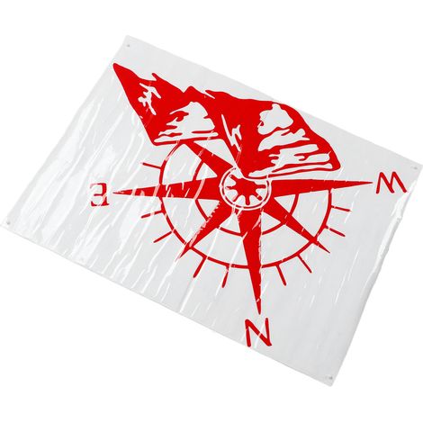 Autocollant décoratif pour lunette arrière de voiture, forte adhérence, couleur inaltérable, motif boussole de montagne, universel, rouge / 60 x 45 cm / 23,6 x 17,7 pouces (1/5)