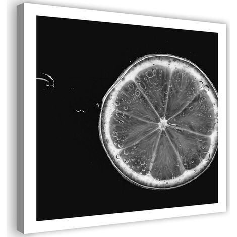 Tableau sur toile Noir Blanc Citron 30x30 (1/5)