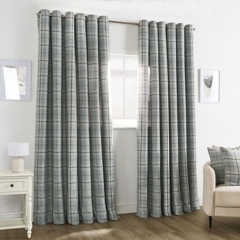 Rideaux occultants Extra Larges à œillets tissés - Motif à Carreaux - pour Salon, Chambre à Coucher, Bureau, décoration Moderne - pour l'hiver - 229 x 229 cm - Gris (1/5)