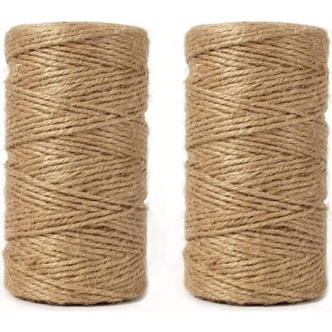 WOVTE 2 PCS ficelles de jute - corde de chanvre pour bricolage emballage cadeau - naturel - 2 mm - 200 m (1/4)