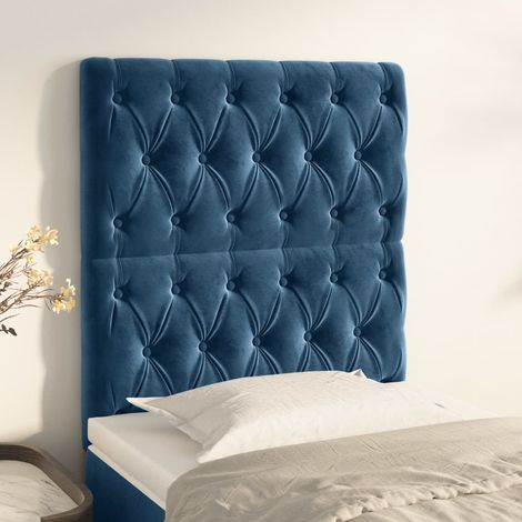 Cabecero de cama azul oscuro 80x7x118/128 cm Terciopelo vidaXL (1/5)