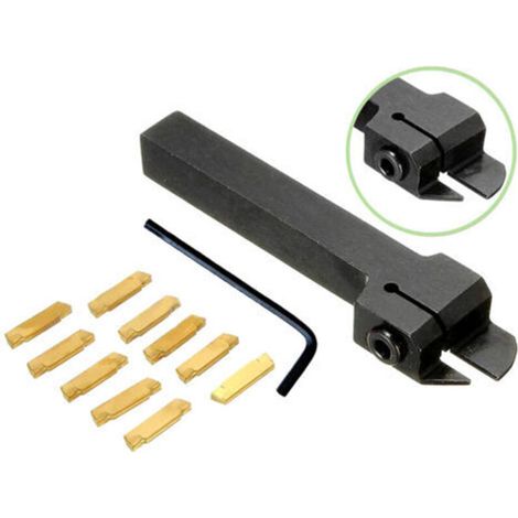 MGEHR1212-2 Ensemble de porte-outils de tournage avec 10 inserts en carbure MGMN200 Support de barre de coupe pour rainurage Tige pour outils de tour en métal Largeur avec clé en L (1/4)