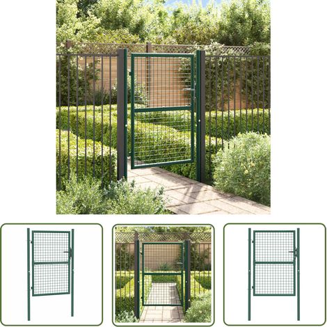 The Living Store Zauntor Stahl 100x125 cm Grün - Gartentor - Zaun - Stahltür - Zaunsystem - Gartenabgrenzung (1/5)