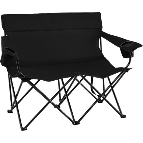 Silla de camping plegable para 2 personas con portavasos y bolsa de transporte