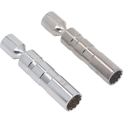 Lot de 2 douilles bougies magnétiques 14mm et 16mm, entraînement 3/8 pouces, 12 pans, articulées, pour réparation auto (1/5)