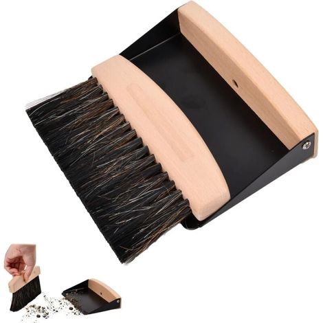 Tragbares magnetisches Tischbürsten- und Kehrschaufel-Set aus Holz, kleines Reinigungsset zum Abstauben (1/4)