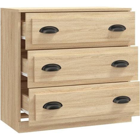 Buffet Bas de Cuisine en Bois d'Ingénierie Couleur Chêne Sonoma, Meuble Rangement avec Portes et Étagères Réglables, 70x35.5x67.5 cm, Style Moderne pour Salon Salle à Manger Entrée (1/5)