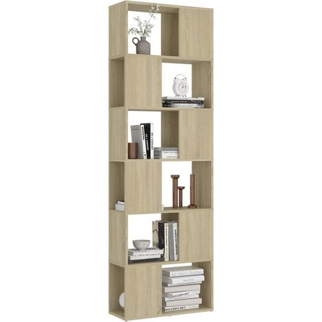 Bibliothèque séparateur en bois Makona 60cm - Simple et moderne-Chêne clair (1/5)