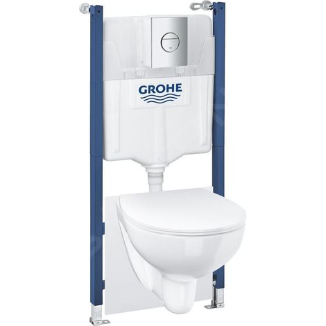 Grohe Solido - Set de bâti-support, cuvette Bau Ceramic et abattant Slim softclose, plaque de déclenchement Sail, chrome / (1/5)