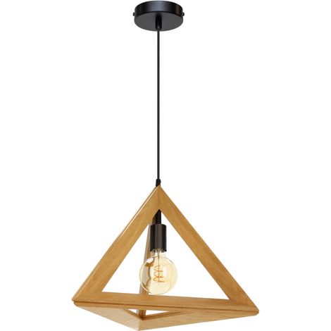 lampadario a sospensione onli "golino" triangolare legno e metallo 1 luce, e27 (1/4)