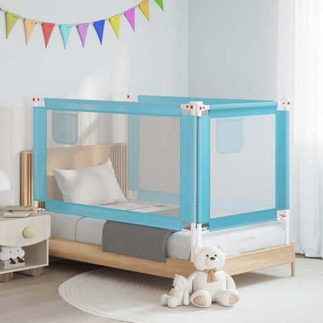 Barrière de lit pour enfant, bleue, 150 x 25 cm, en tissu