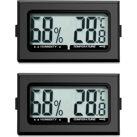 Thermomètre numérique pour intérieur, hygromètre, thermomètre intérieur, pour reptiles, hygromètre numérique, pour bureau, cuisine, thermomètre LCD, incubateur, thermomètre de serre (2) (1/5)