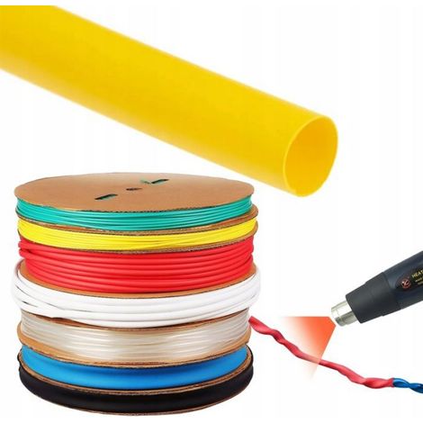 Gaine Thermorétractable - Jaune - Diamètre 3,5 mm - Rétrécissement 2:1 - 1 m (1/4)