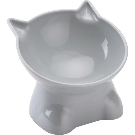 Gamelle surélevée pour chat – Inclinaison de 15 degrés, design peu profond (13,5 cm) – Convient pour la nourriture et l'eau – Étain (1/5)