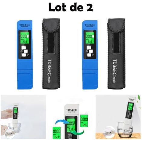 2-piece 3-in-1 multi-function digital TDS tester with TDS, EC, and temperature measurement, featuring a large backlit LCD screen for monitoring drinking water quality and hydroponics, etc. (not for pH (1/4)