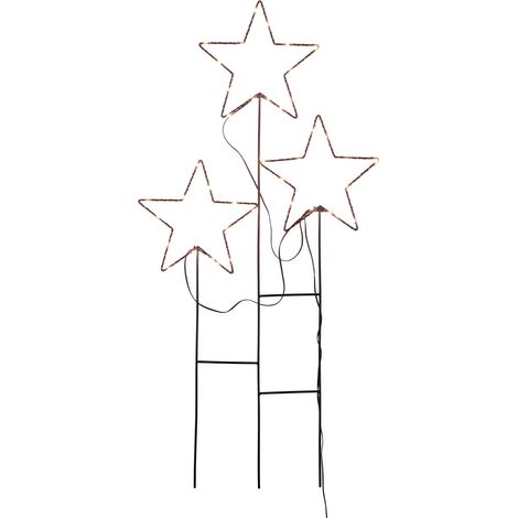 LED Metall Garten Stecker Stern - 80 x 41 cm - Garten Deko Beleuchtung Weihnachten Advent Winter - mit Timer Funktion Batterie betrieben
