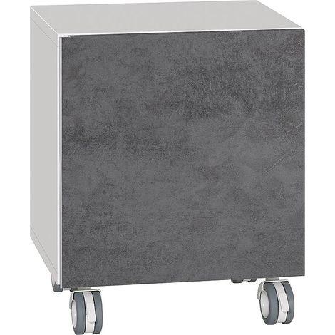 Caisson à roulettes ELA blanc satiné - front béton foncé 400x400x350mm