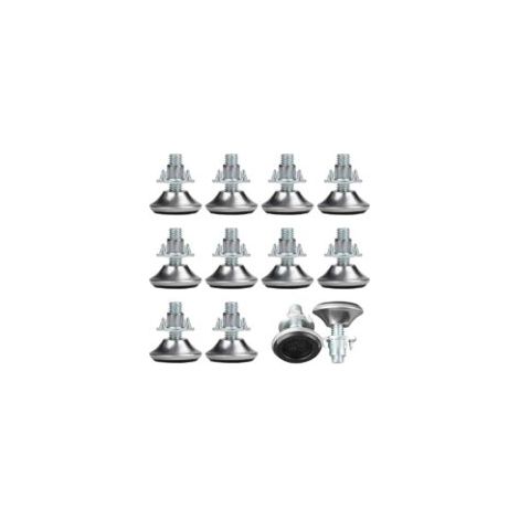 Piedini regolabili per mobili M8 x 30 mm (12 pezzi) – Piedini cilindrici regolabili di medie dimensioni con cuscinetti in PP e dadi a T, cursori in gomma regolabili per gambe di mobili - Crezuo