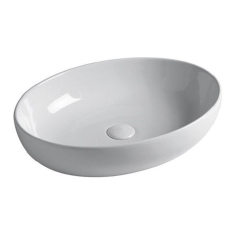 Lavabo Easy appoggio 55x42 ovale in ceramica bianco lucido di (1/3)