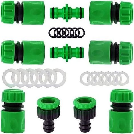 Lot de 10 Raccords d\'arrosage Rapides Ensemble pour Tuyau d\'arrosage (6Pcs 1/2" Tuyau Rapides Raccord,2Pcs Double connecteur,2Pcs Connecteur Nez de Robinet) (1/5)