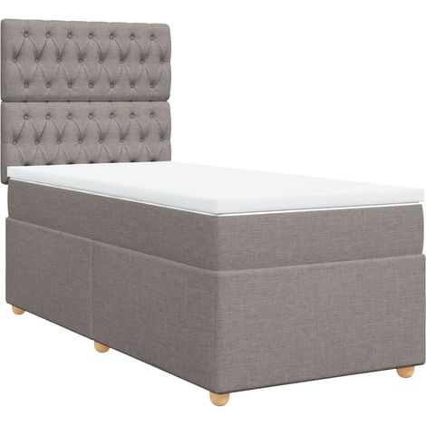 Maison Exclusive - Sommier à lattes de lit avec matelas Taupe 90x190 cm Tissu (1/5)