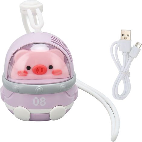 Ventilateur de cou rechargeable sans pale, 3 vitesses réglables, mini ventilateur USB portatif à suspendre avec cordon, idéal pour voyage extérieur cochon (1/5)