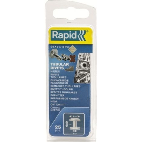 Remache fij textil-cuero 3x9x13mm tubular rapid 25 pz