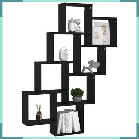 807179 étagère murale cube Noir 90x15x119 cm Bois d’ingénierie (1/4)