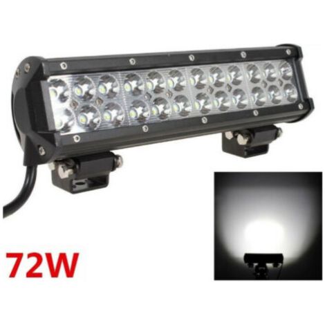 Faretto 72W Rettangolare Barra AUTO JEEP BARCA NEBBIA 24LED 12V Luce Bianca IP68