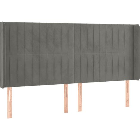 Testiera letto accessorio camera da letto mobili LED 203 x 16 x 118/128 cm tessuto in velluto grigio chiaro TDL0201298