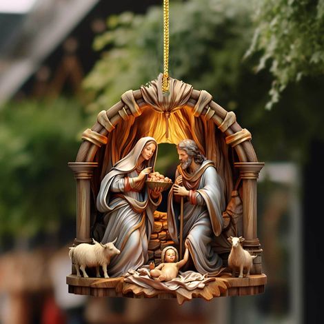 Ornement Acrylique Nativité - Scène de la Nativité - Décoration de Sapin de Noël et Guirlandes - 8 cm - Lot de 1 (1/5)