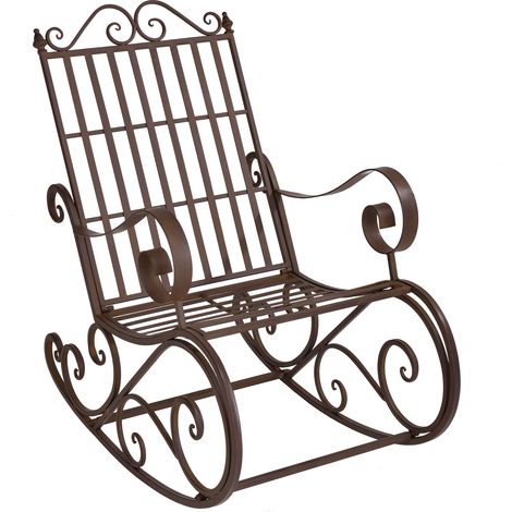 Sedia a Dondolo Geraldton da Giardino Vintage in Metallo - Marrone [en.casa]