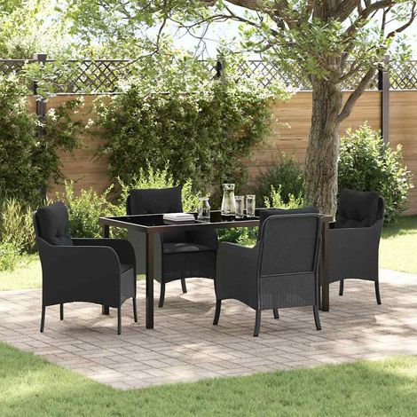 Conjunto de Comedor de Jardín 5 pcs Negro ratán sintético vidaXL (1/5)