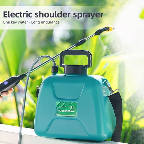 Pulvérisateur de jardin portable rechargeable USB de 5 litres (1,32 gallons) avec batterie, perche télescopique, 3 buses de brumisation et bandoulière réglable, idéal pour la pelouse et le jardin. (1/5)