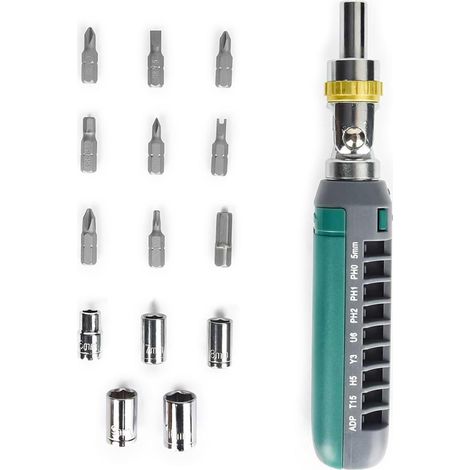 Set mit 2 verstellbaren 14-in-1-Magnetschraubendrehern für Möbel und Haushaltsgeräte