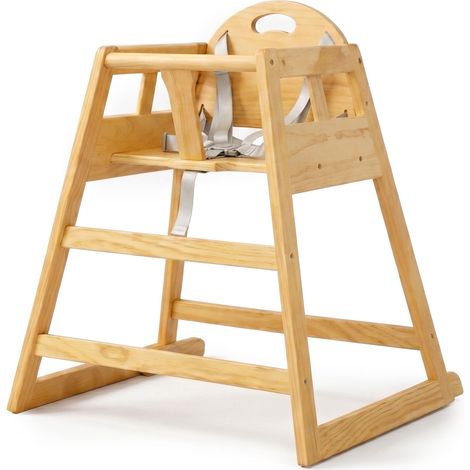 Wooden baby high chair with harness natural pine 229384420 (1/5)