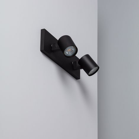 Faretto Portalampada Doppia Superficie Orientabile in Alluminio Gylu per Lampadina GU10 Nero (1/5)