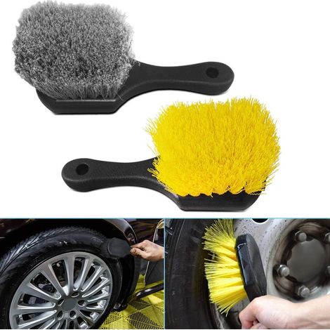 Lot de 2 Nettoyeur de Brosse de Roue et de Pneu pour Voiture, brosses de Roue Kit de Brosse de Nettoyage de Roue Automatique Outils de Nettoyage de Brosse à Poils (1/5)
