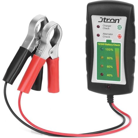 Testeur de batterie auto 12/24V DC, voltmètre avec alternateur et témoin LED pour véhicules, motos, poids lourds, contrôleur de charge batterie. (1/5)