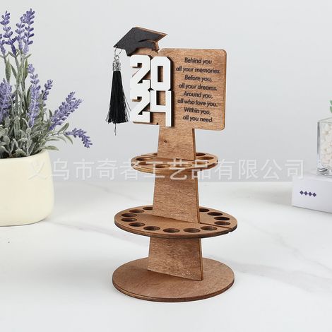 Monedero de dos piezas con dos niveles, 24 compartimentos, de madera, diseño de graduación, regalo para la fiesta de graduación de 2024. (1/5)
