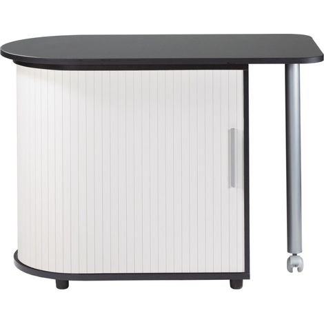Bureau Pivotant Noir et Meuble de Rangement - Coloris: Blanc (1/3)