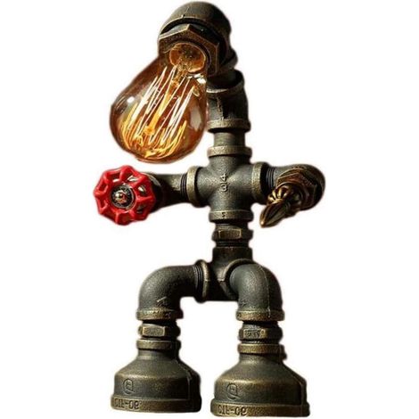 Lampe de Bureau Industrielle Fer Bronze Style Vintage Pipe E27 Chambre Bar (1/3)